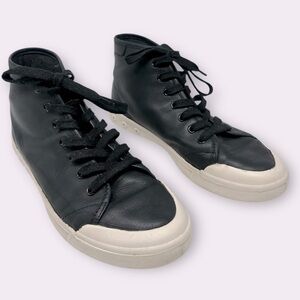 Rag & Bone Lamb Leather High Top Sneakers Black Size 38
